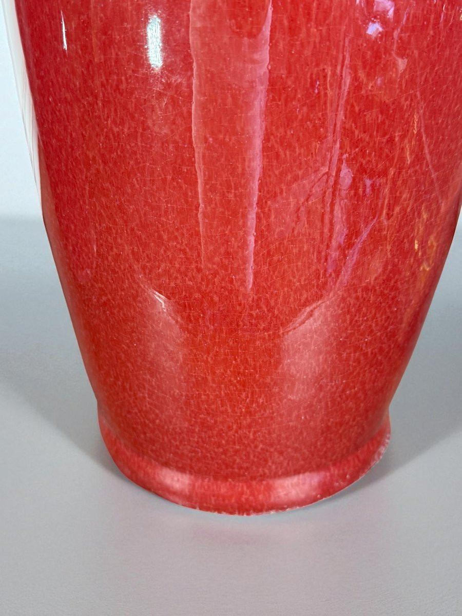 Pair Of Large Baluster Vases In Ox Blood Enamel Porcelain, China, 19th Century-photo-4