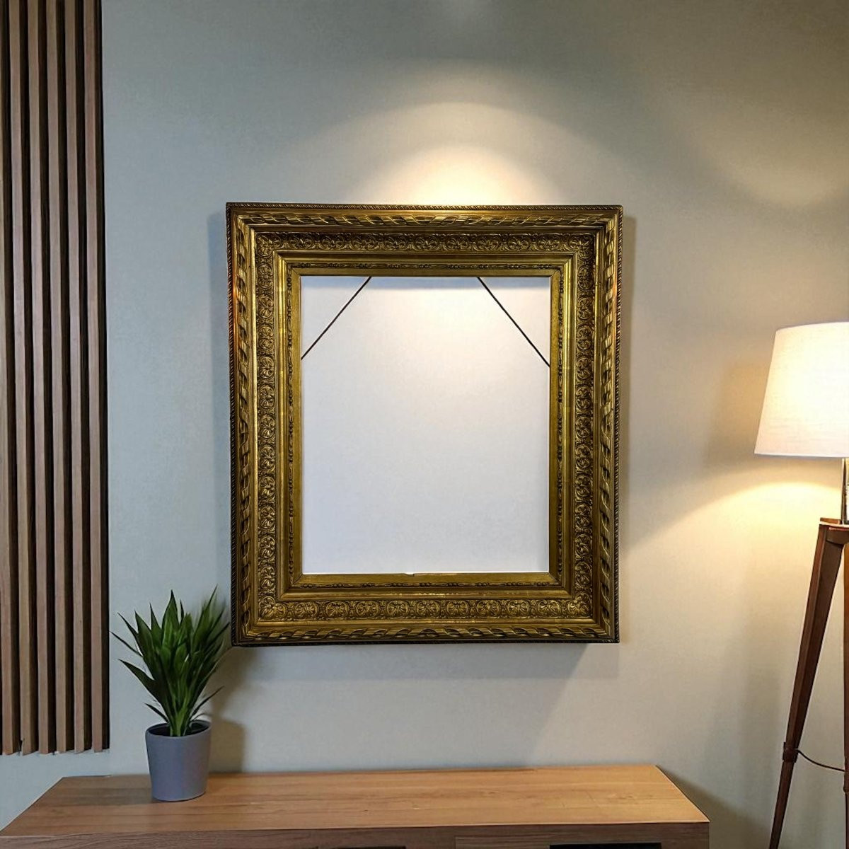 CADRE DU XIXe EN BOIS ET STUC DORÉ POUR PEINTURE 57 CM X 47,5 CM-photo-3