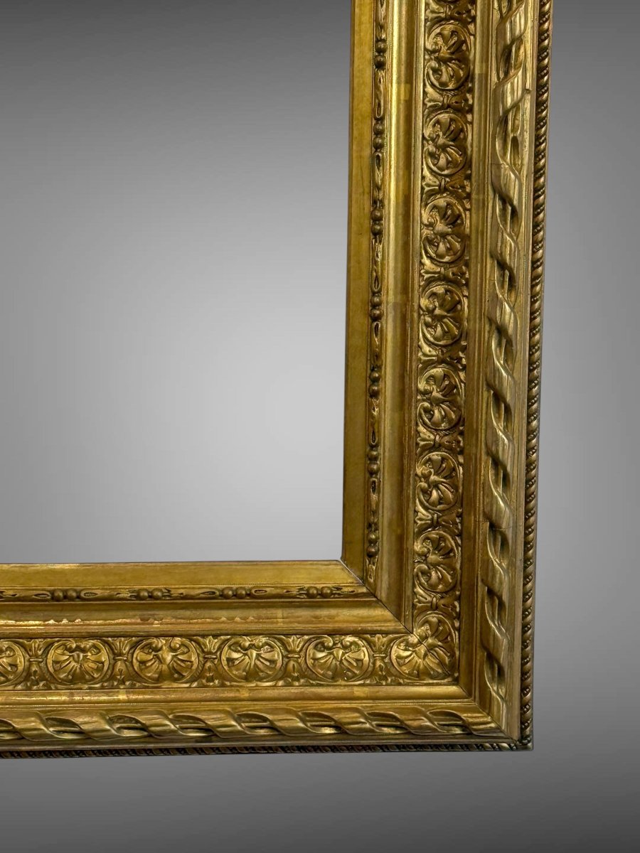 CADRE DU XIXe EN BOIS ET STUC DORÉ POUR PEINTURE 57 CM X 47,5 CM-photo-3