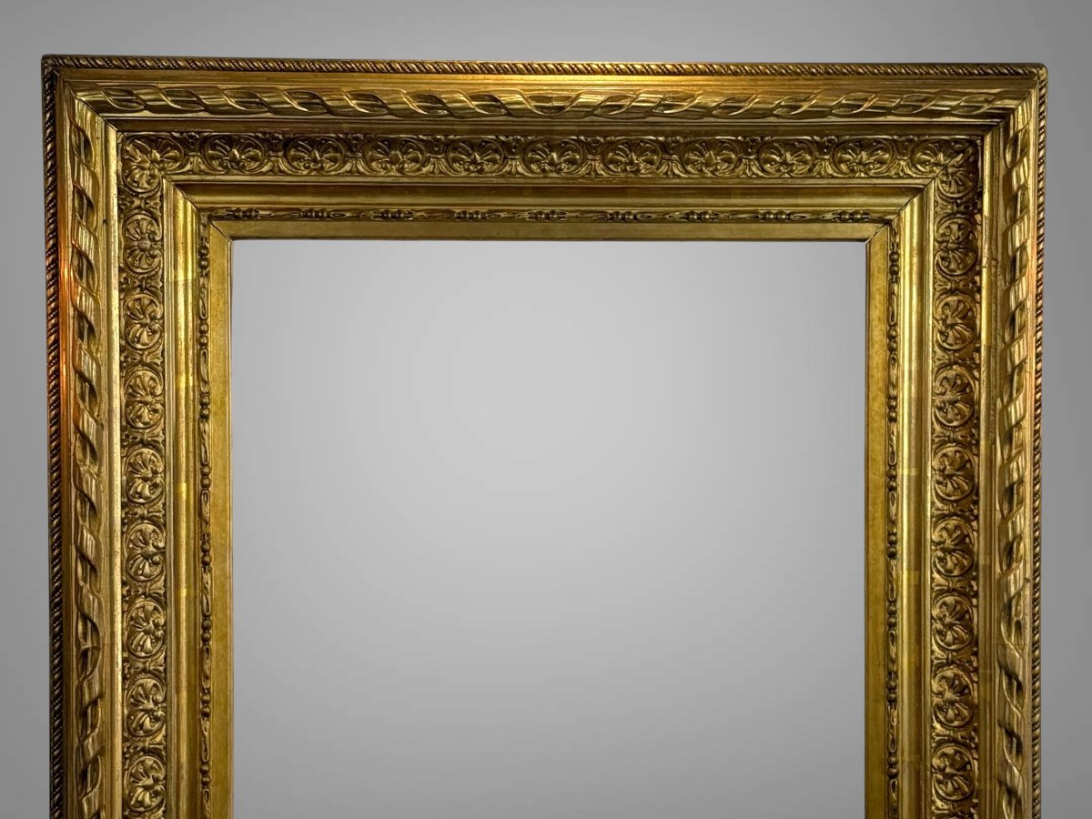 CADRE DU XIXe EN BOIS ET STUC DORÉ POUR PEINTURE 57 CM X 47,5 CM-photo-5