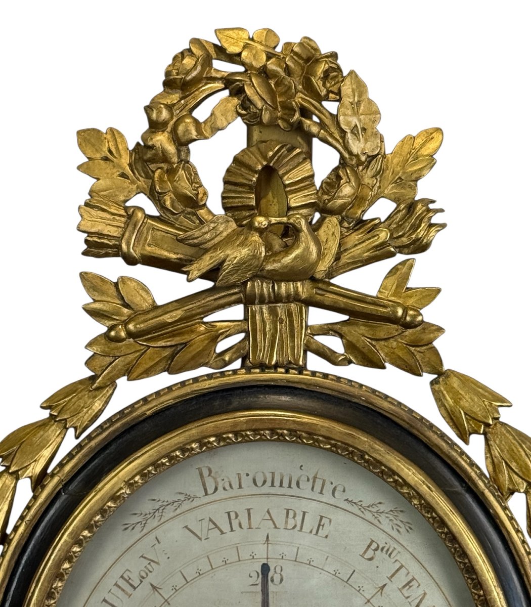 18th Century Louis XVI Period Barometer In Carved Gilt Wood (chevallier House In Paris)-photo-1