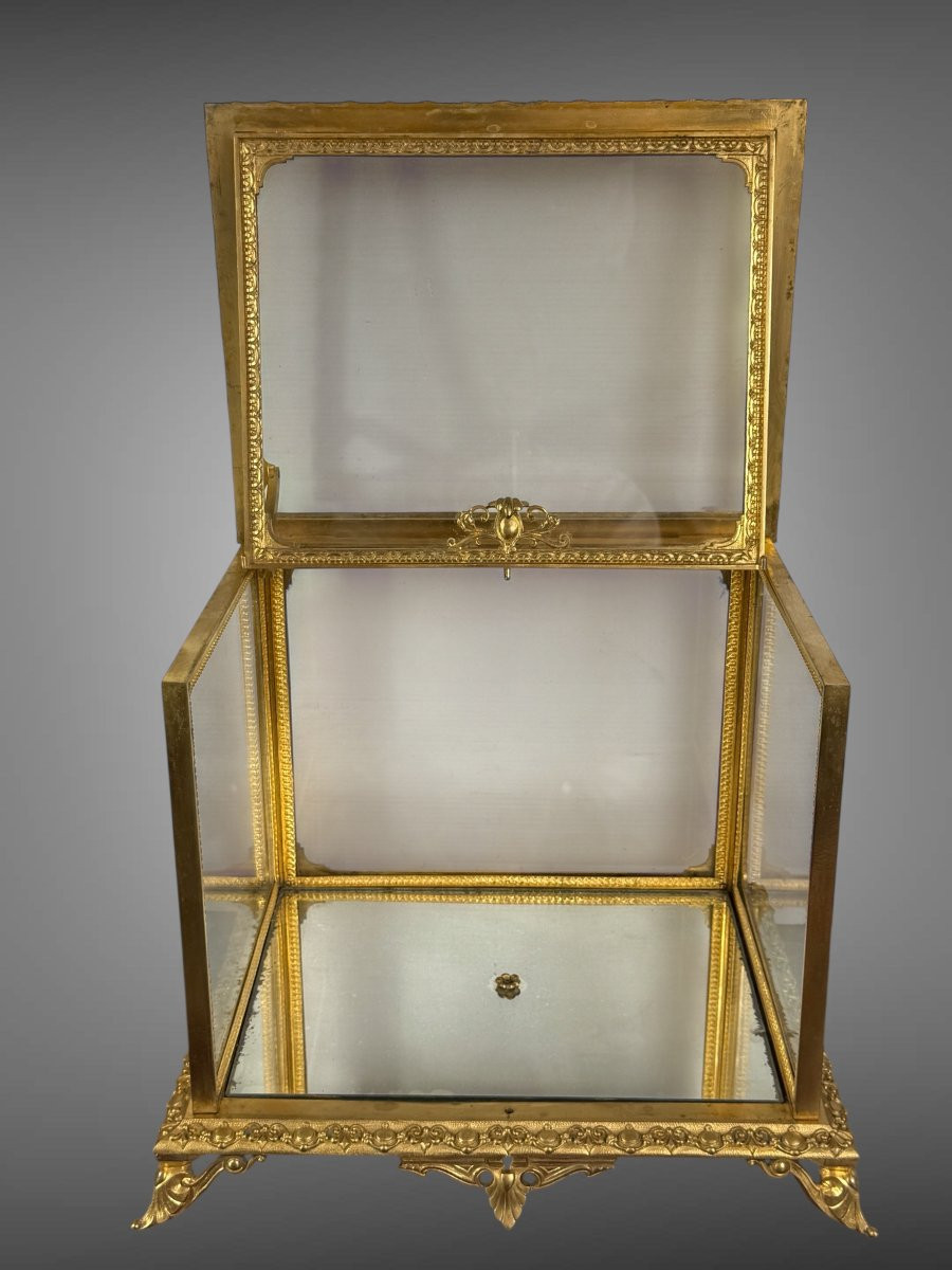 Napoleon III Period Gilt Bronze Liquor Cellar With 4 Carafes And 14 Glasses-photo-4