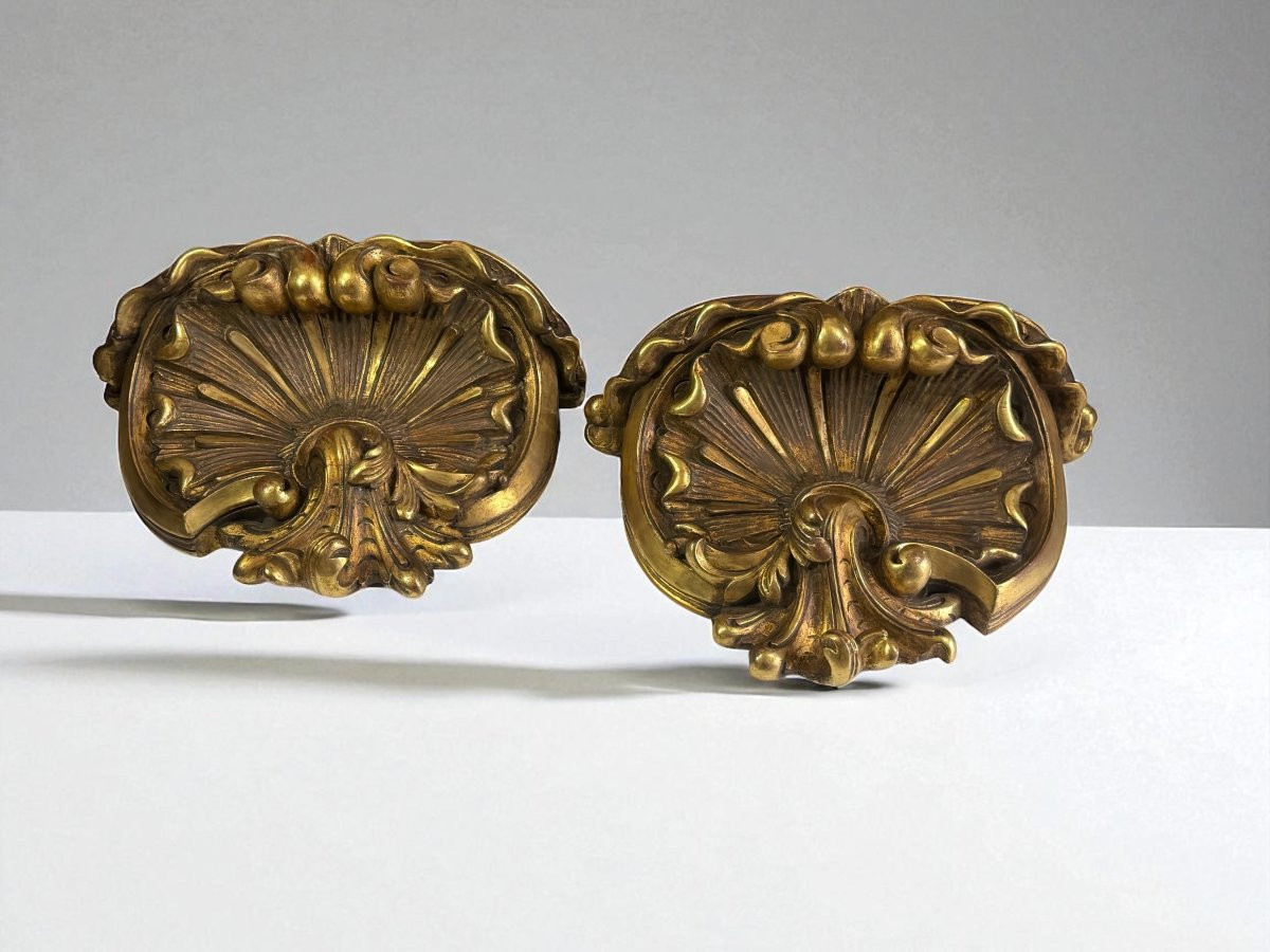 Pair Of Large Wall Consoles In Gilt And Carved Wood, Napoleon III Period-photo-3
