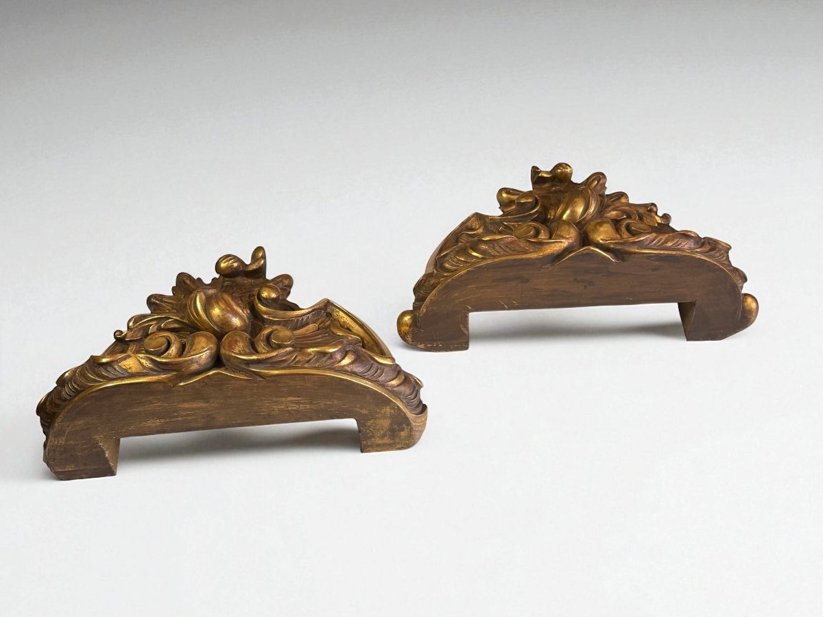 Pair Of Large Wall Consoles In Gilt And Carved Wood, Napoleon III Period-photo-2