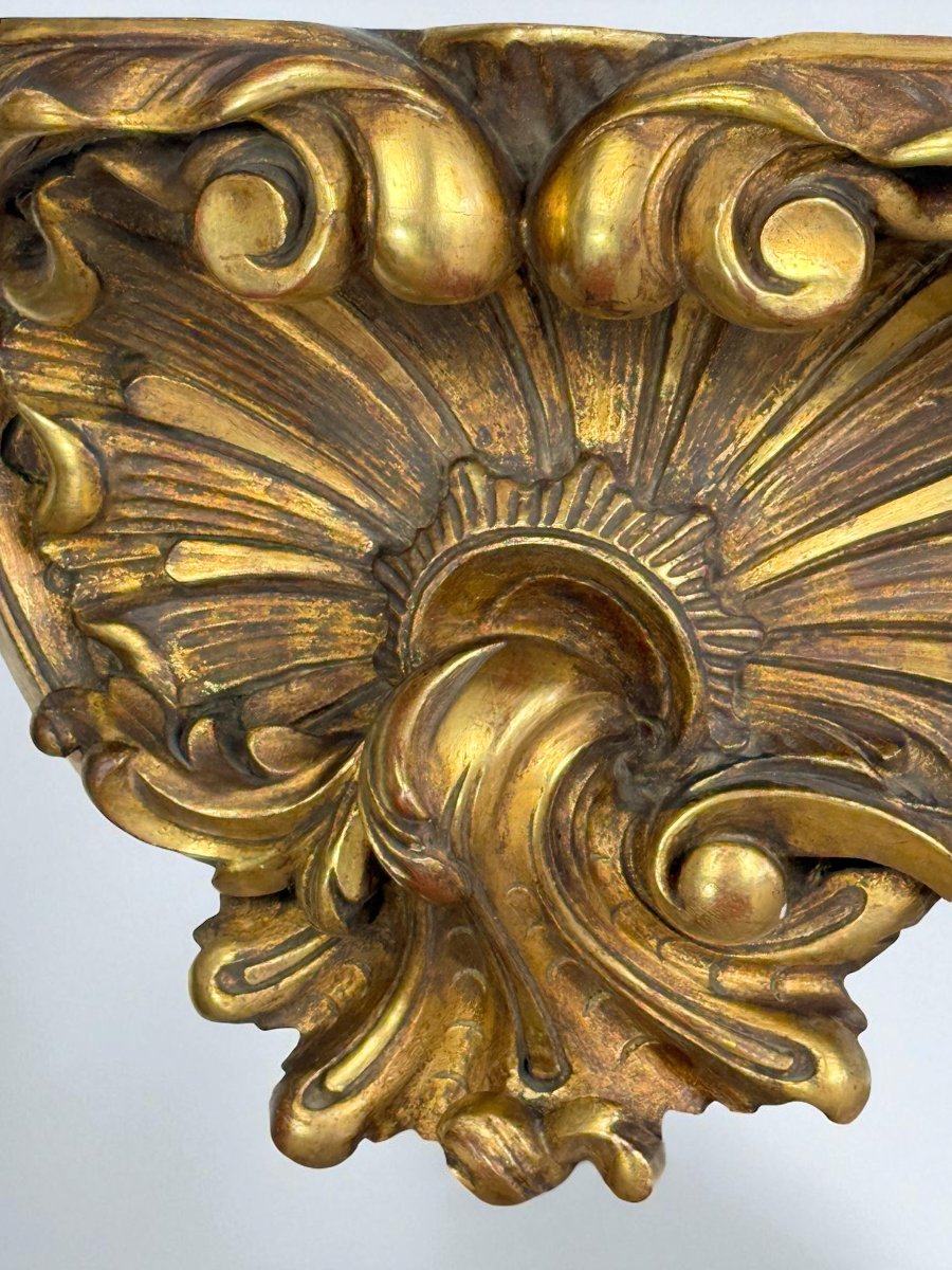 Pair Of Large Wall Consoles In Gilt And Carved Wood, Napoleon III Period-photo-6