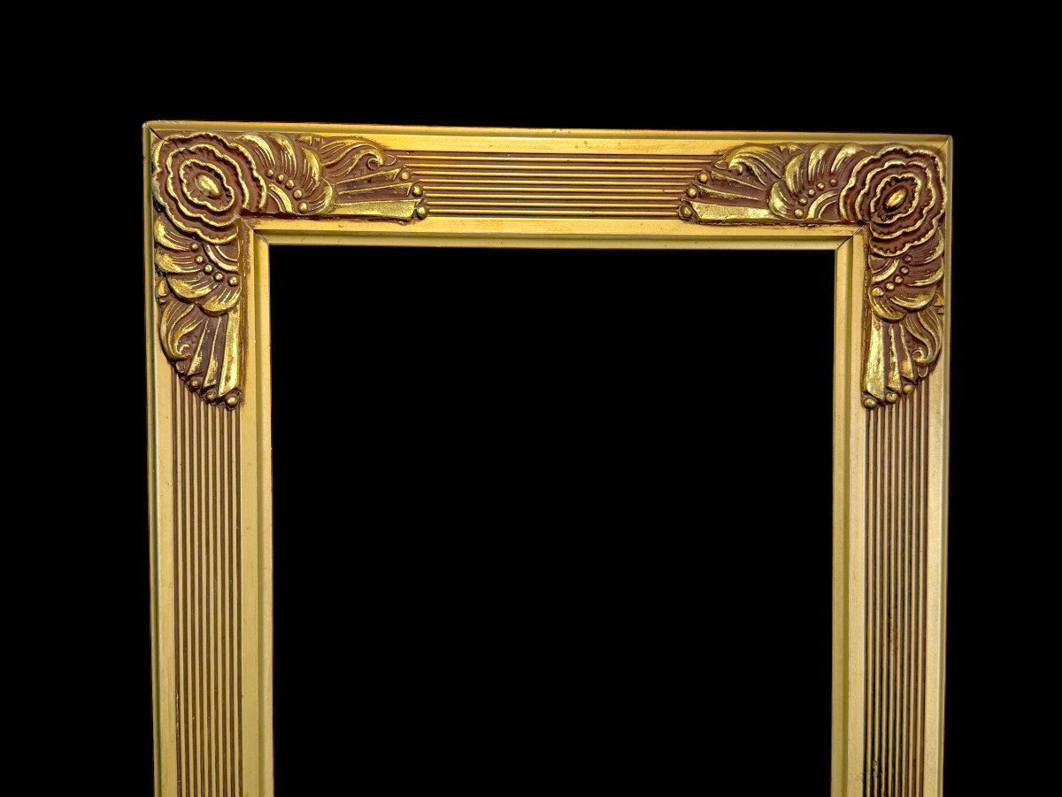 CADRE ART DECO EN BOIS ET STUC DES ANNÉES 30 POUR PEINTURE 27,5 CM X 21,3 CM-photo-3