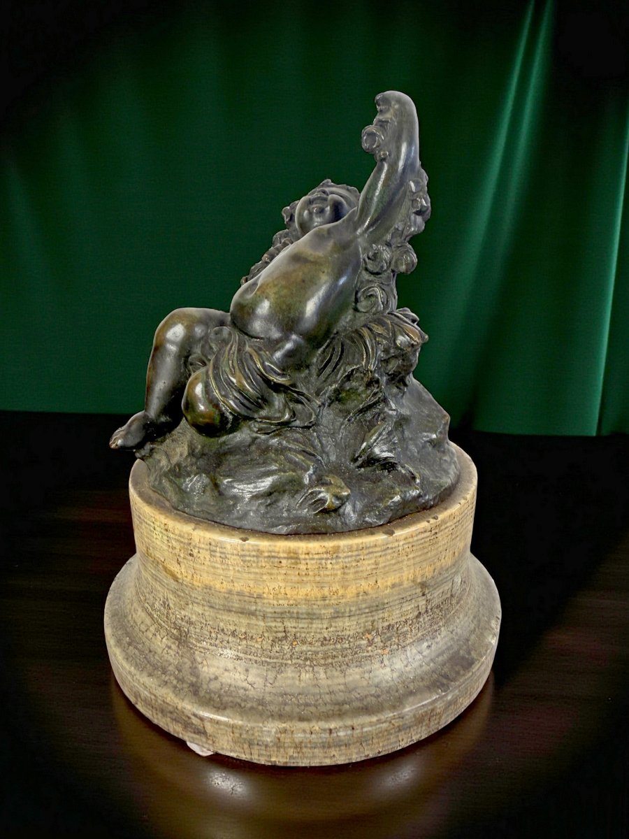 PUTTI EN BRONZE PATINÉ REPOSANT SUR UN SOCLES EN MARBRE EPOQUE FIN XVIIIe-photo-4