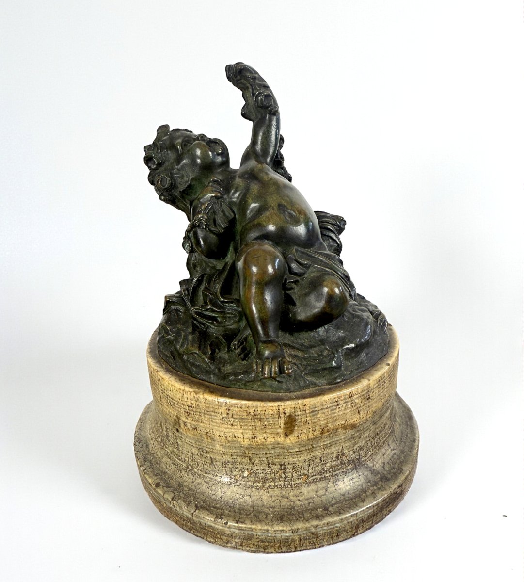 PUTTI EN BRONZE PATINÉ REPOSANT SUR UN SOCLES EN MARBRE EPOQUE FIN XVIIIe-photo-6
