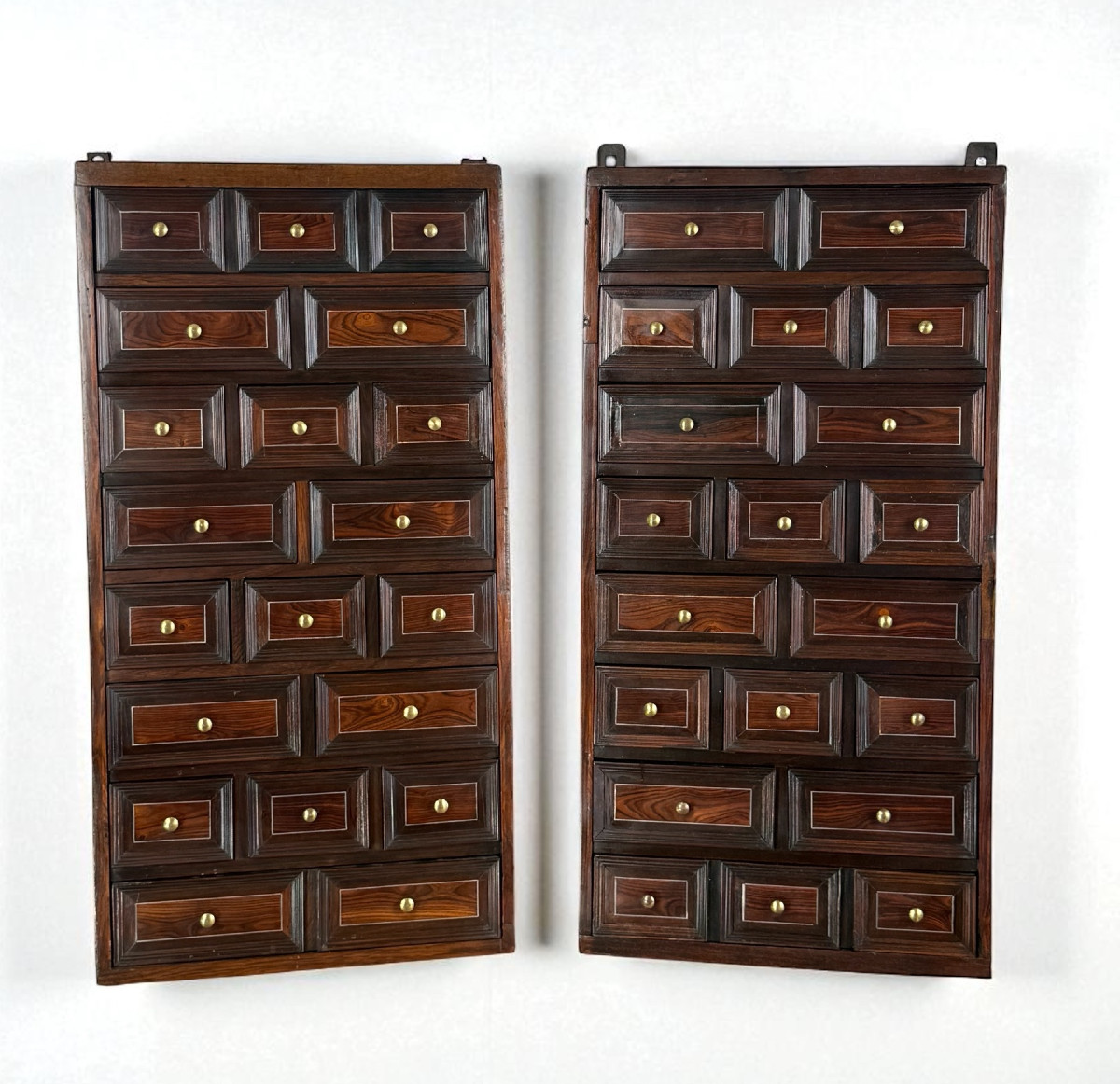 Pair Of Rosewood Wall Cabinets With 17 Drawers On Each, 17th Century-photo-4