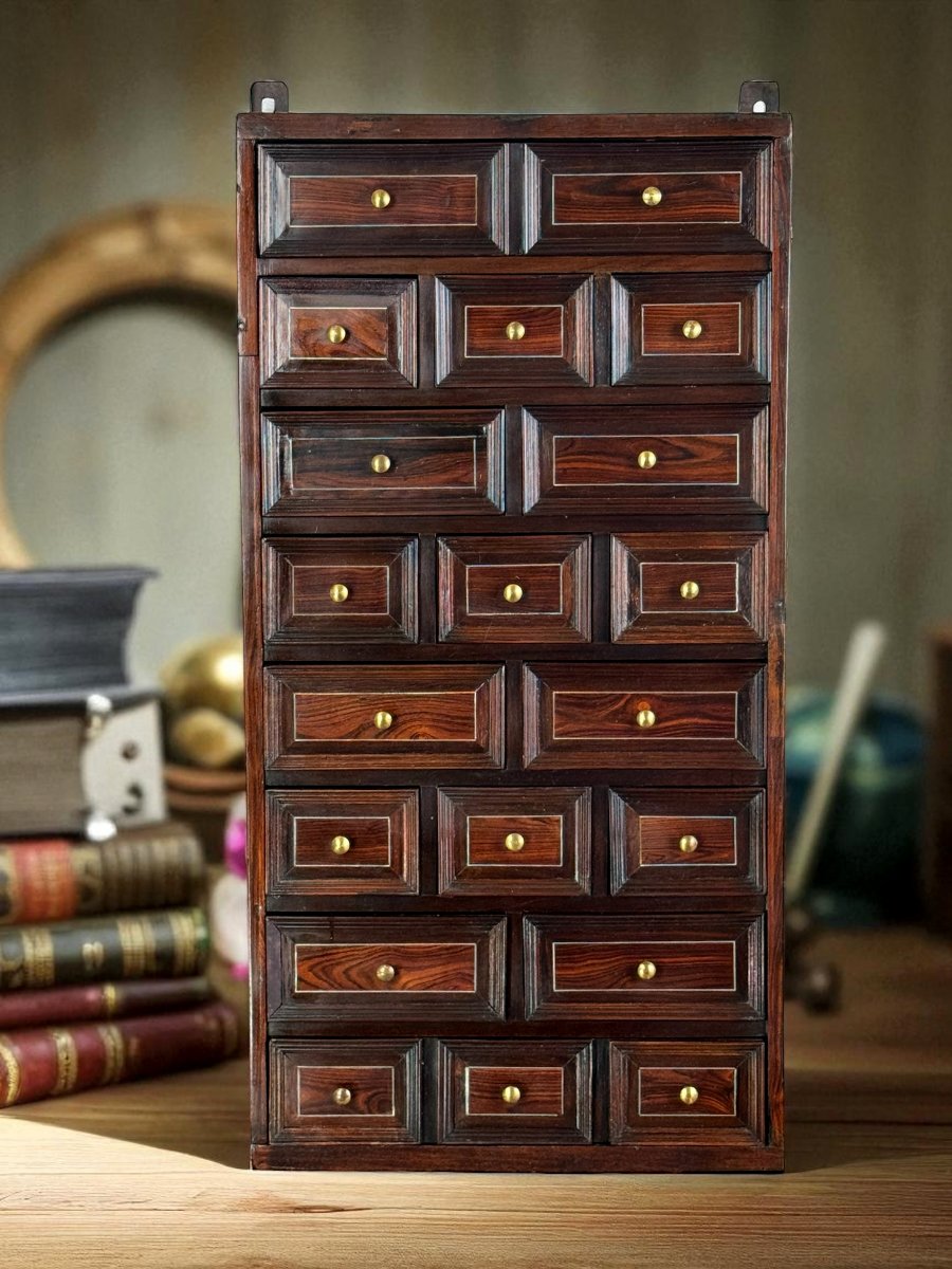 Pair Of Rosewood Wall Cabinets With 17 Drawers On Each, 17th Century-photo-4