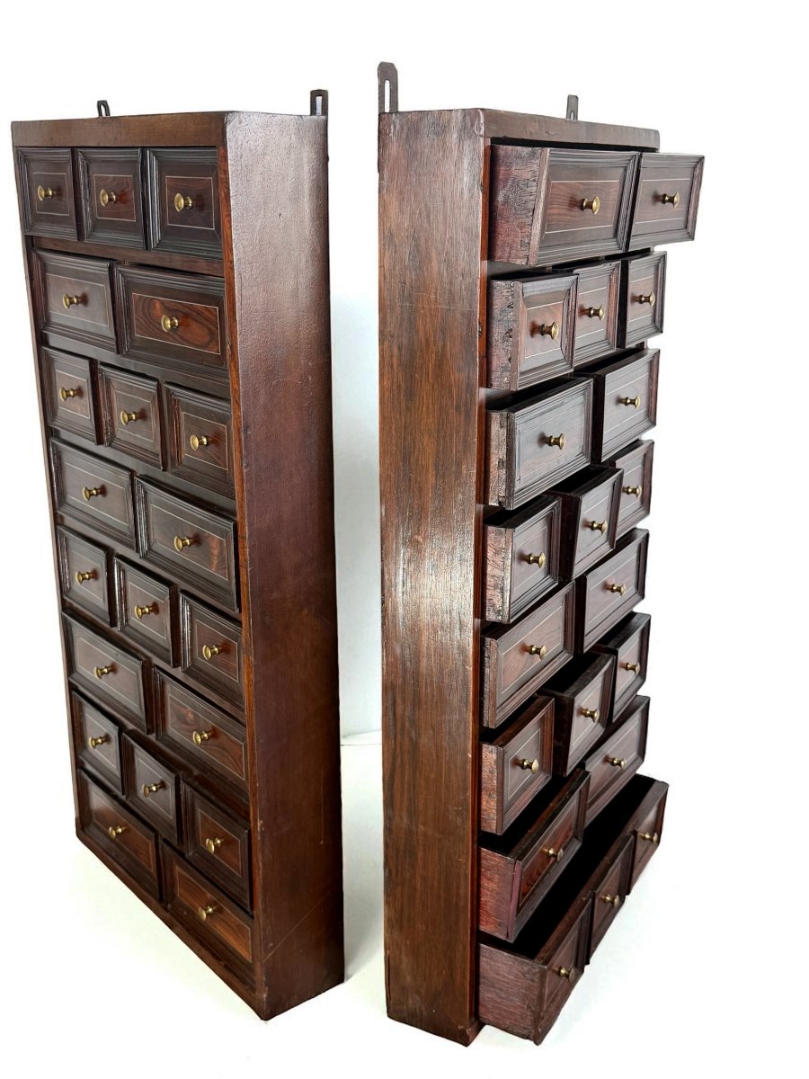 Pair Of Rosewood Wall Cabinets With 17 Drawers On Each, 17th Century-photo-6
