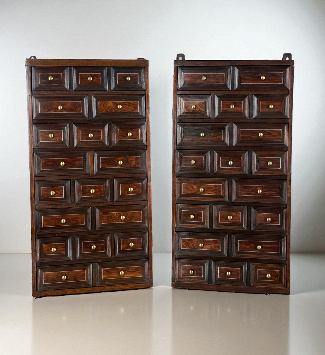 Pair Of Rosewood Wall Cabinets With 17 Drawers On Each, 17th Century