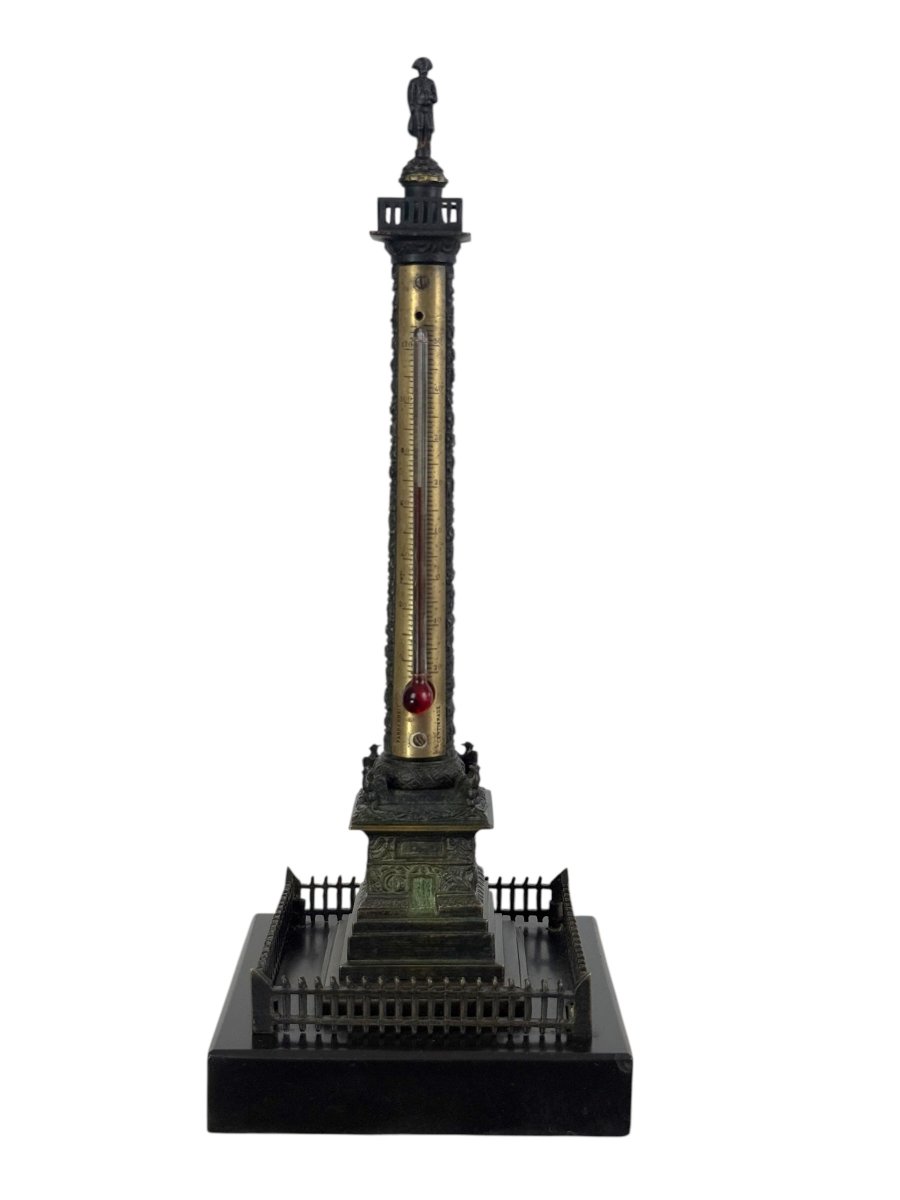 THERMOMÈTRE XIXe EN BRONZE REPRÉSENTANT LA COLONNE VENDÔME SURMONTÉE DE NAPOLÉON-photo-4