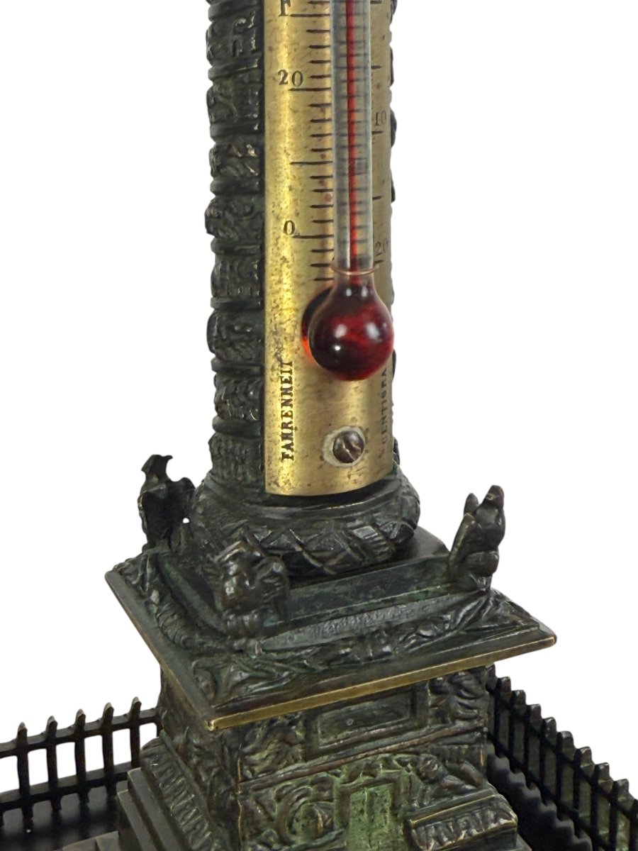 THERMOMÈTRE XIXe EN BRONZE REPRÉSENTANT LA COLONNE VENDÔME SURMONTÉE DE NAPOLÉON-photo-5