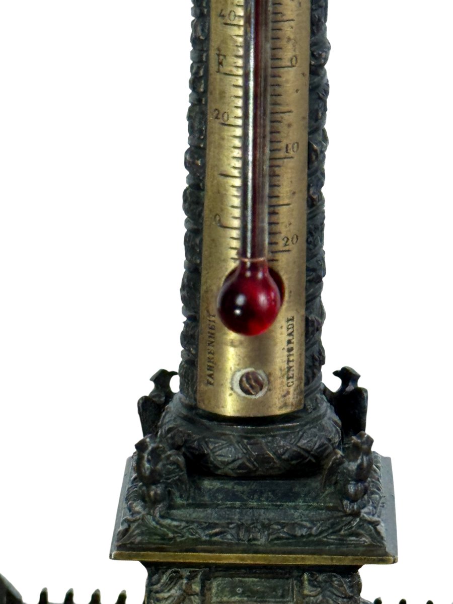 THERMOMÈTRE XIXe EN BRONZE REPRÉSENTANT LA COLONNE VENDÔME SURMONTÉE DE NAPOLÉON-photo-8