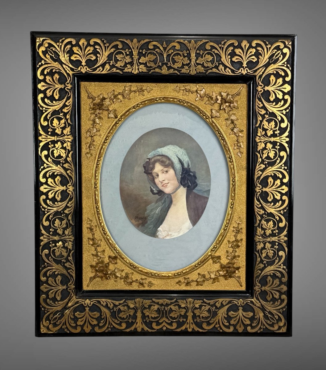 CADRE ÉPOQUE NAPOLÉON III EN BOIS ET STUC POUR PEINTURE 51 CM X 41 CM-photo-3