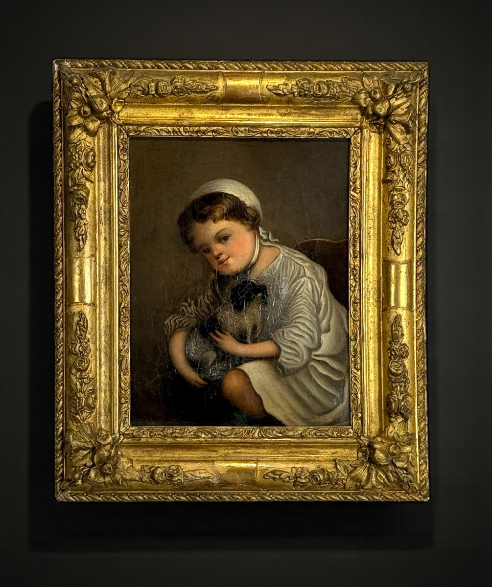19th Century Oil On Canvas In The Style Of Greuse "from Château De Brialy"-photo-2
