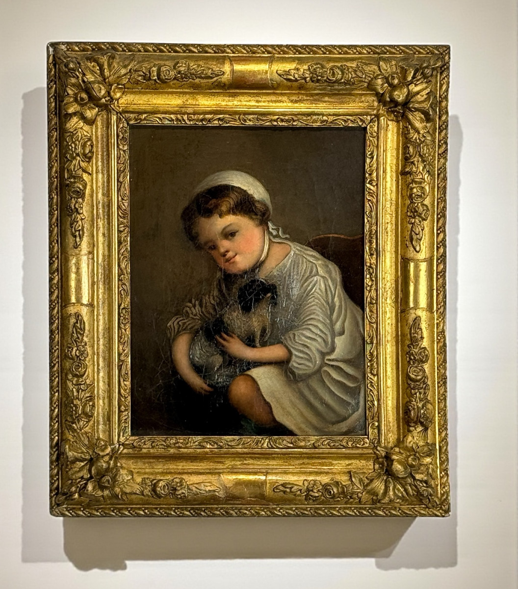 19th Century Oil On Canvas In The Style Of Greuse "from Château De Brialy"-photo-4