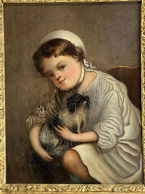 19th Century Oil On Canvas In The Style Of Greuse "from Château De Brialy"-photo-3