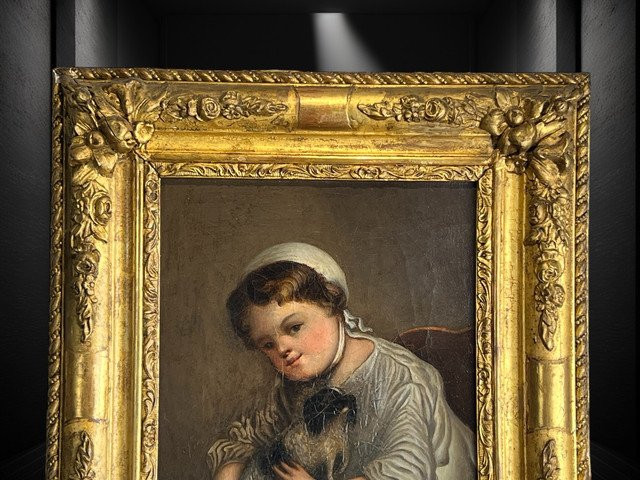 19th Century Oil On Canvas In The Style Of Greuse "from Château De Brialy"-photo-4