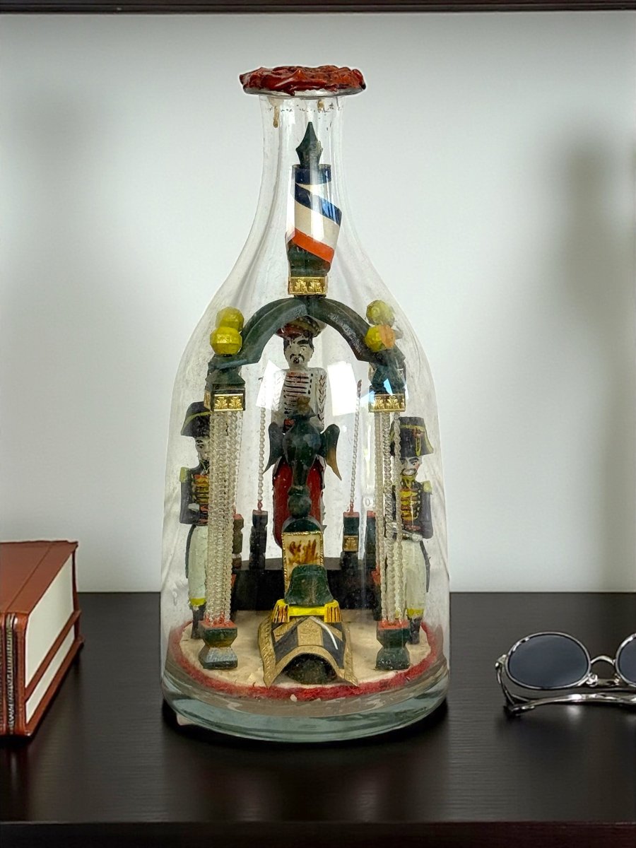 BOUTEILLE DE LA PASSION OU VOTIVE EN VERRE RETOUR DES CENDRES DE NAPOLEON DU XIX-photo-3