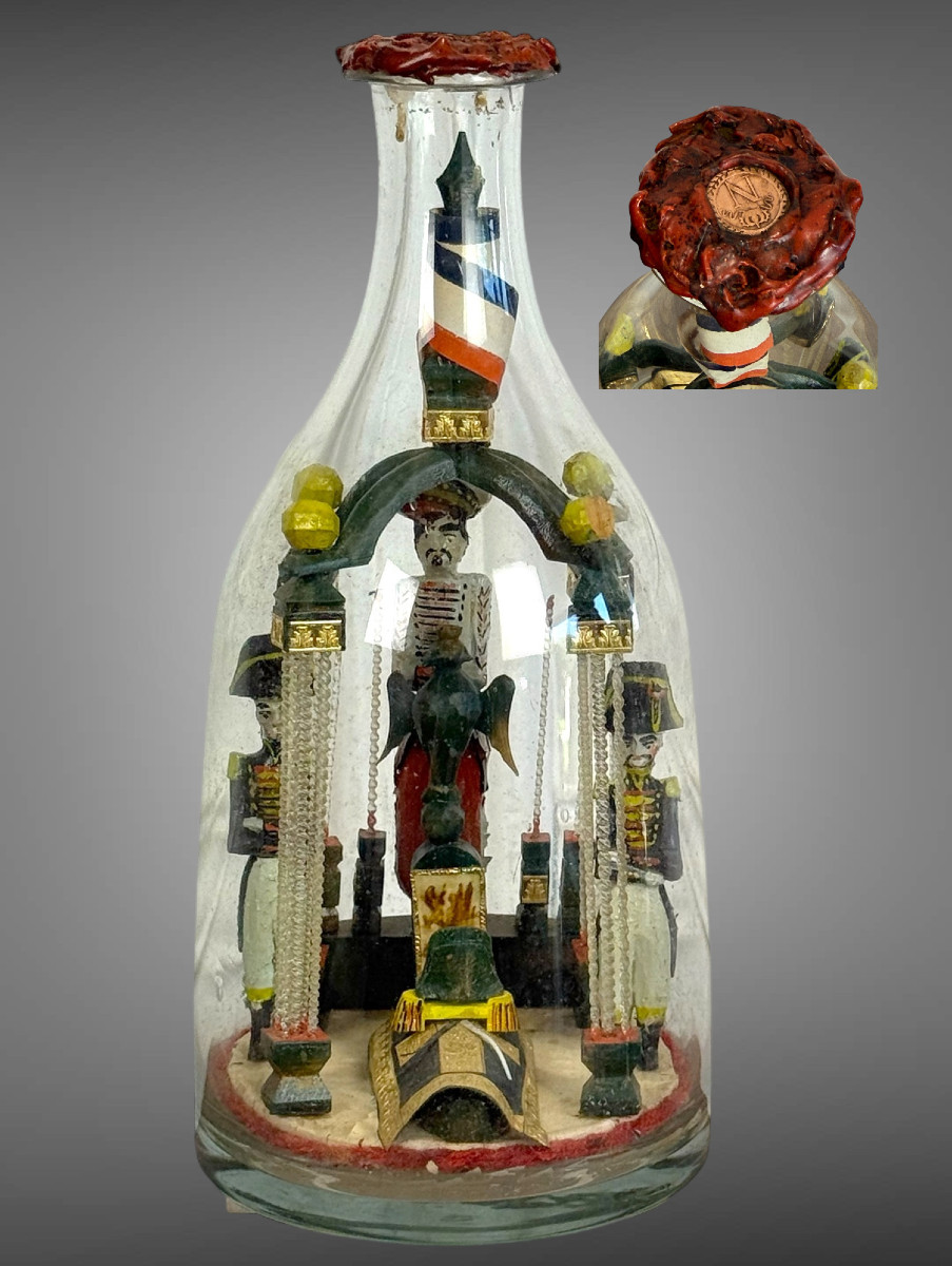 BOUTEILLE DE LA PASSION OU VOTIVE EN VERRE RETOUR DES CENDRES DE NAPOLEON DU XIX