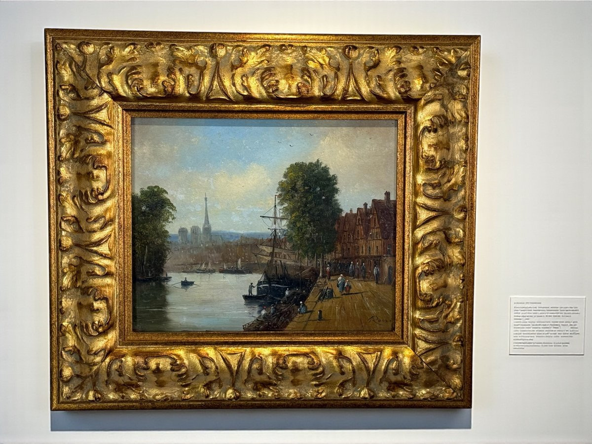 TABLEAU SIGNÉ GERARD ROUX / HUILE SUR PANNEAU " SCENE DE BORDDE SEINE A PARIS " -photo-4
