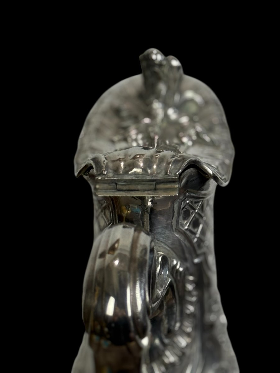 Solid Silver And Crystal Ewer / Carafe 1880 Master Silversmith édouard Ernie-photo-3