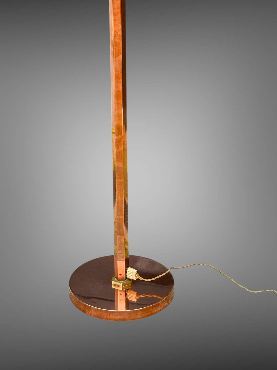 LAMPADAIRE ITALIEN DES ANNÉES 30 EPOQUE ART DECO EN CUIVRE ET LAITON DE 175 CM DE HAUT -photo-3