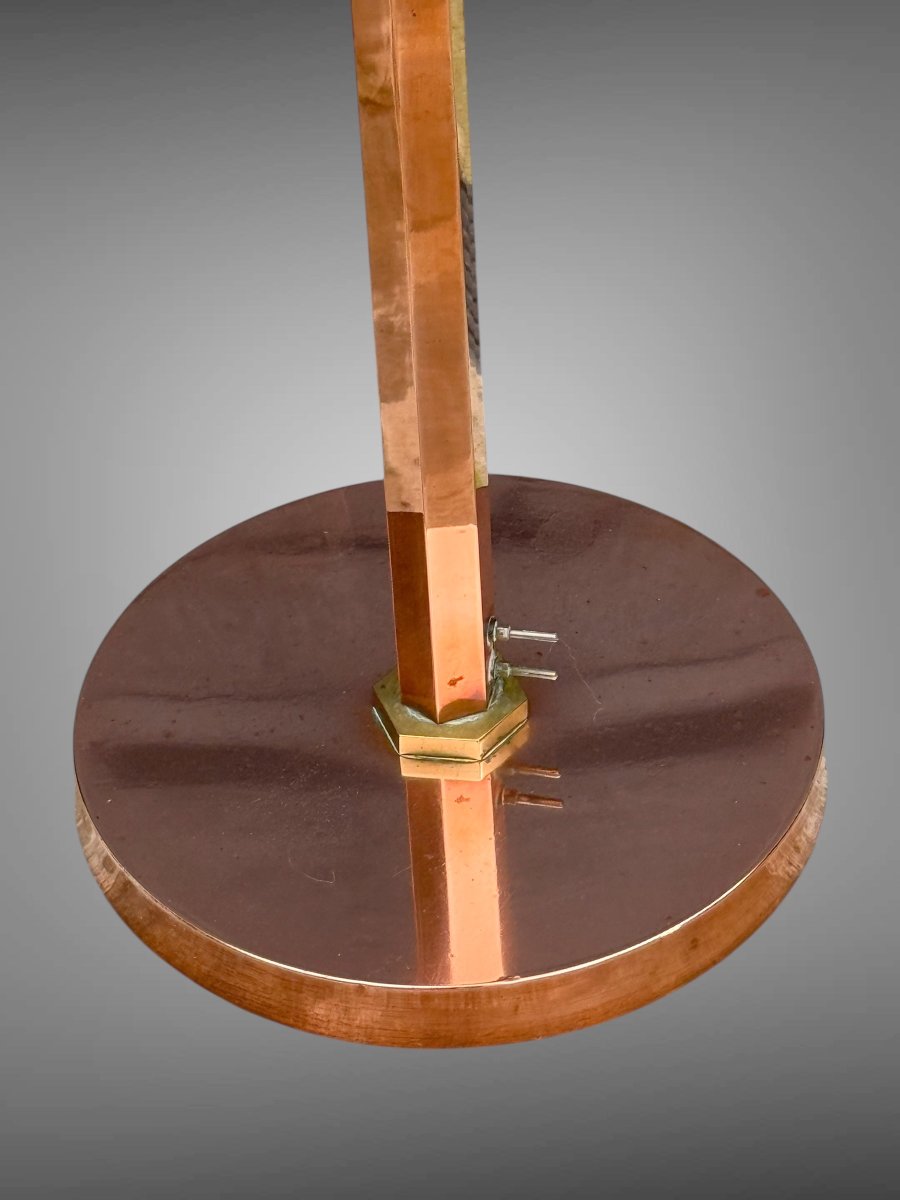 LAMPADAIRE ITALIEN DES ANNÉES 30 EPOQUE ART DECO EN CUIVRE ET LAITON DE 175 CM DE HAUT -photo-6