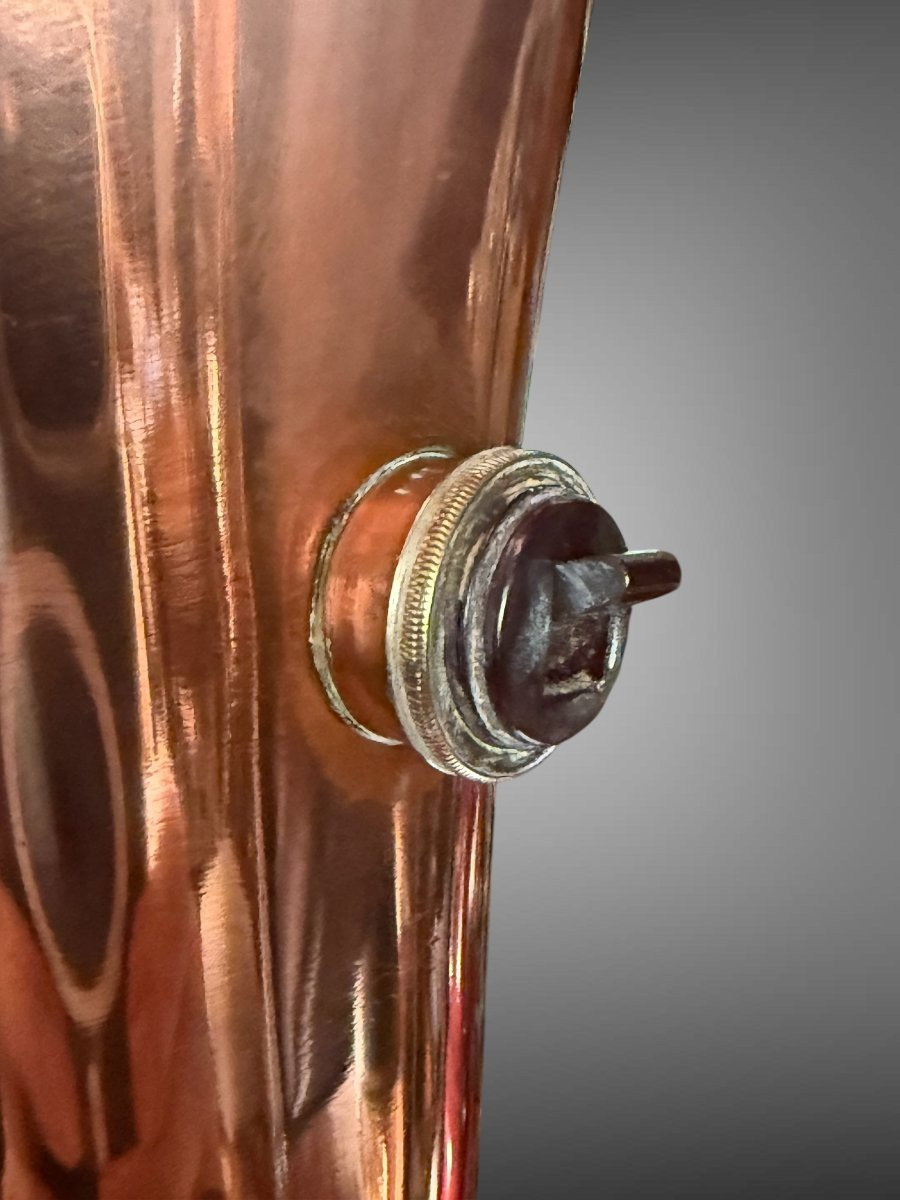 LAMPADAIRE ITALIEN DES ANNÉES 30 EPOQUE ART DECO EN CUIVRE ET LAITON DE 175 CM DE HAUT -photo-8