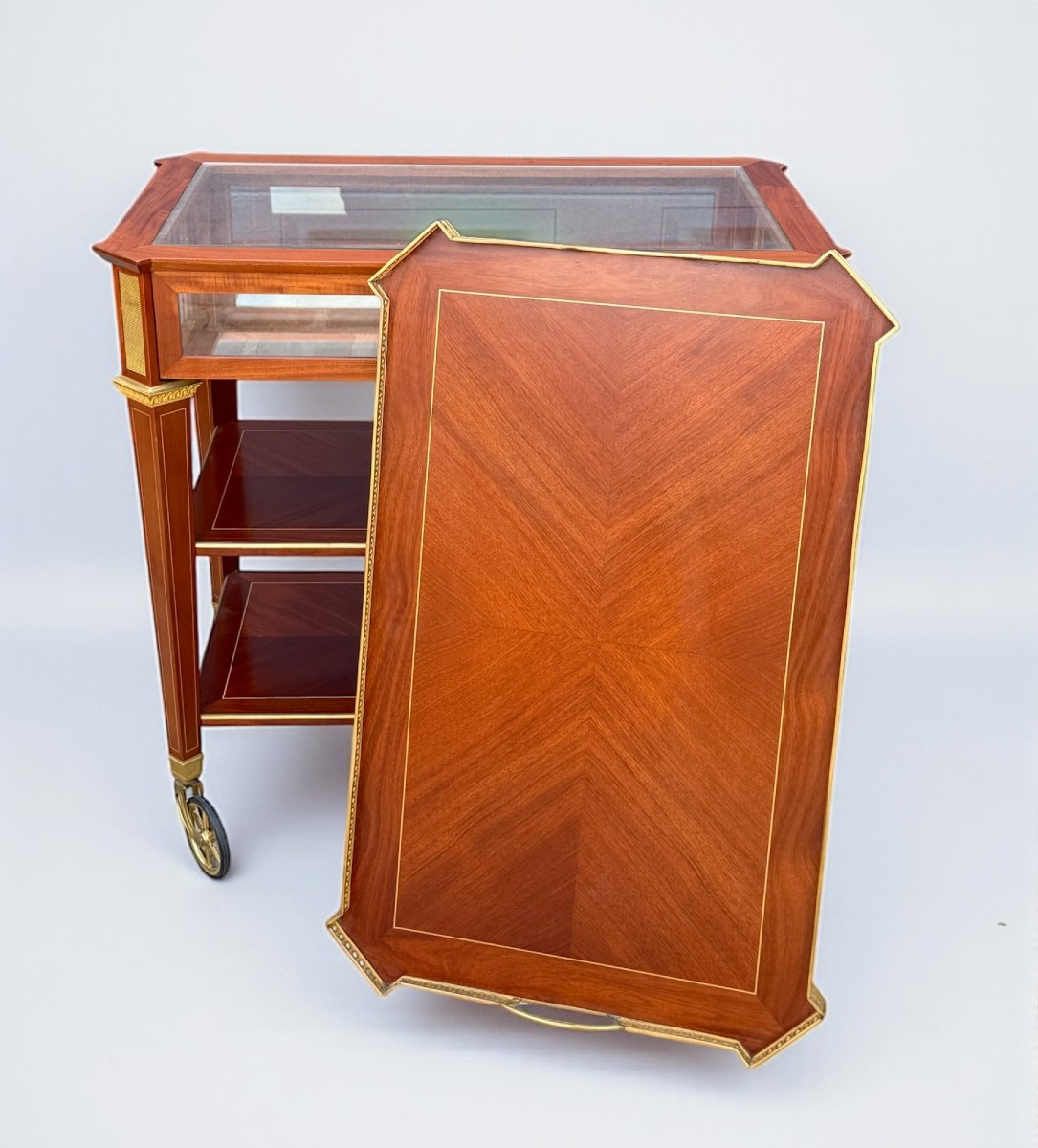 Louis XVI Style Rolling Tea Table / Dessert / With Removable Tray-photo-4