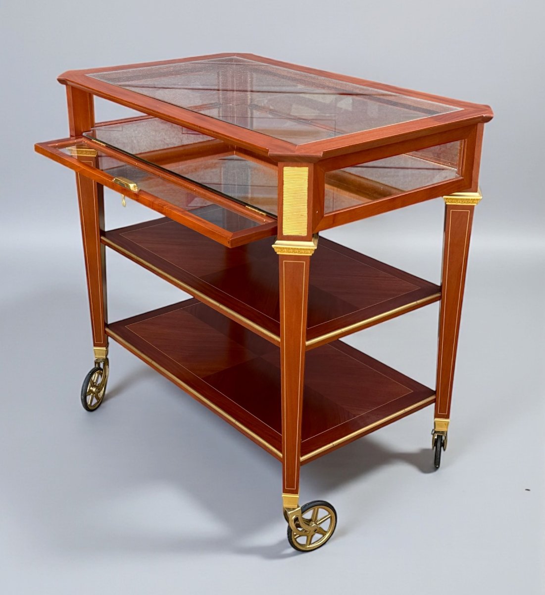 Louis XVI Style Rolling Tea Table / Dessert / With Removable Tray-photo-3