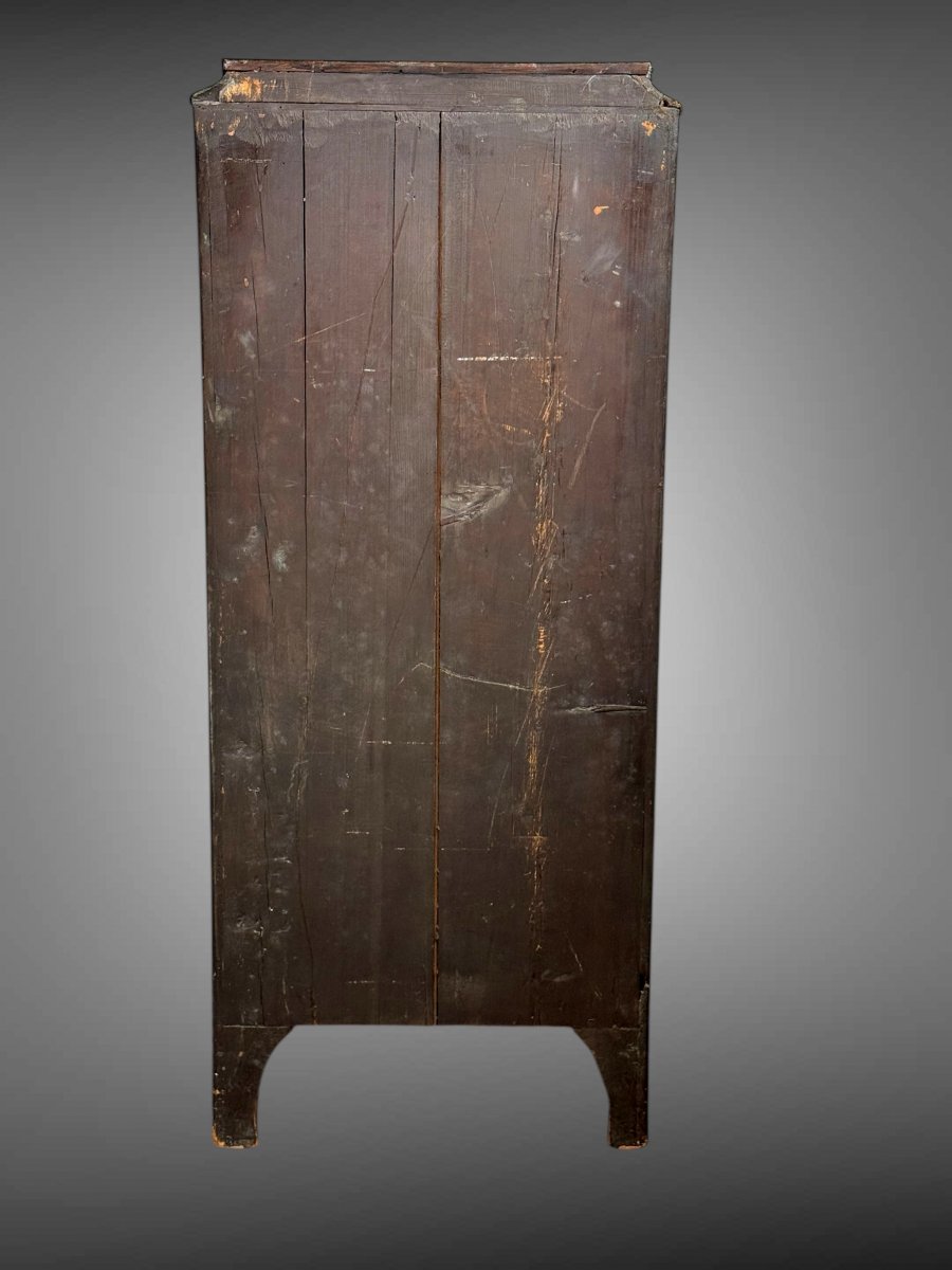 Small Marquetry Display Cabinet Decorated With Bronze From The 19th Century In The Louis XV Style-photo-8