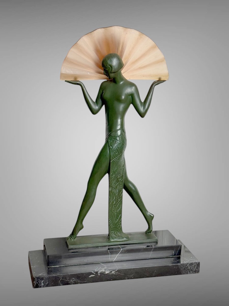 LAMPE SCULPTURE ÉCLAIRANTE ÉPOQUE ART DÉCO EN FONTE D ART " DANSEUSE ESPAGNOLE "-photo-3