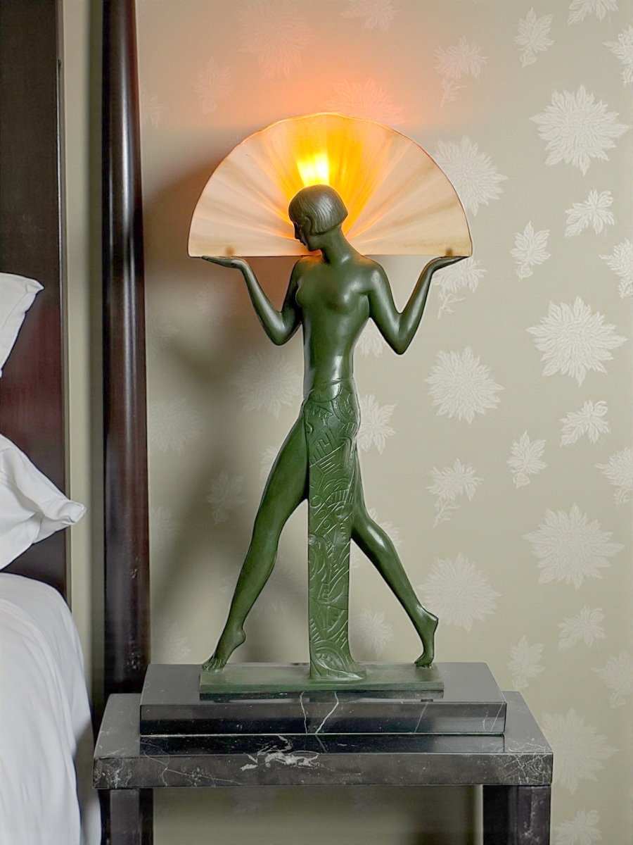 LAMPE SCULPTURE ÉCLAIRANTE ÉPOQUE ART DÉCO EN FONTE D ART " DANSEUSE ESPAGNOLE "-photo-4