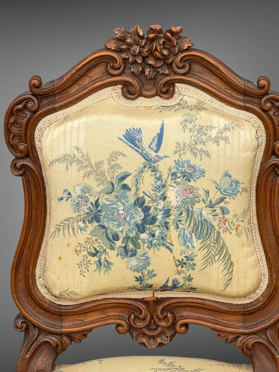PAIRE DE CHAISES ANCIENNES DES ANNÉES 1900 DE STYLE LOUIS XV EN CHÊNE SCULPTÉ-photo-4