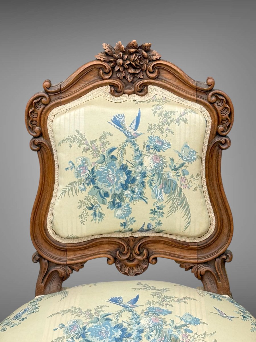 PAIRE DE CHAISES ANCIENNES DES ANNÉES 1900 DE STYLE LOUIS XV EN CHÊNE SCULPTÉ-photo-7