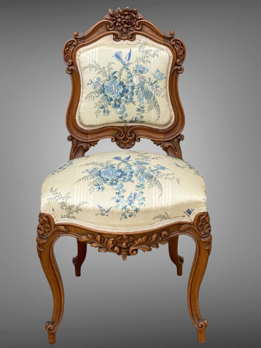 PAIRE DE CHAISES ANCIENNES DES ANNÉES 1900 DE STYLE LOUIS XV EN CHÊNE SCULPTÉ-photo-8
