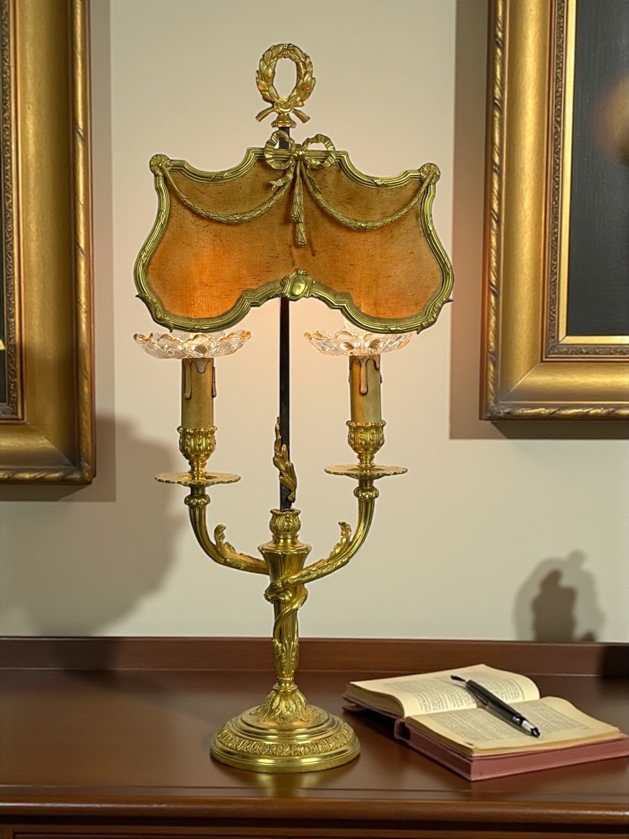 19th Century Lamp With A Chiseled And Gilded Bronze Screen In The Louis XV Style-photo-8