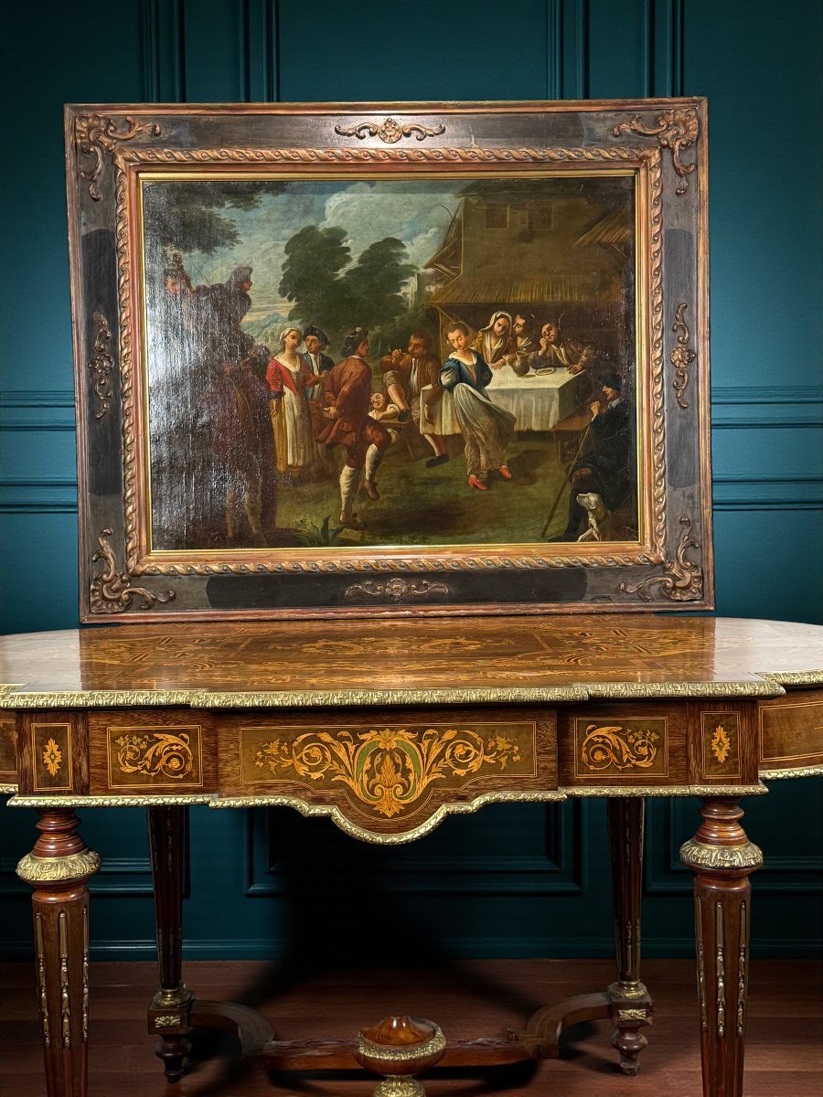 Painting / Italian School Of The 18th Century / Oil On Canvas "the Village Festival"-photo-4