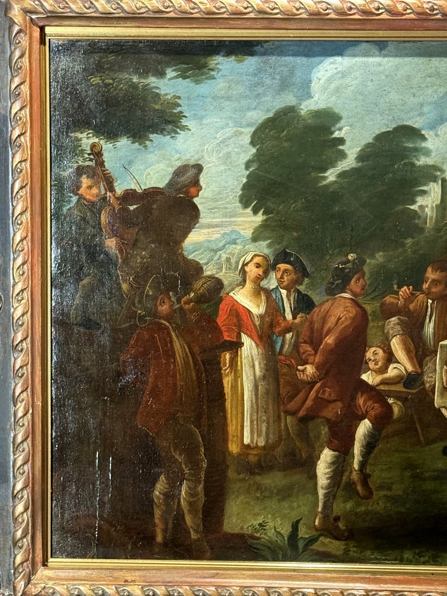 Painting / Italian School Of The 18th Century / Oil On Canvas "the Village Festival"-photo-1