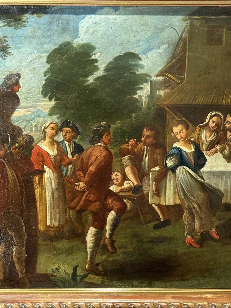 Painting / Italian School Of The 18th Century / Oil On Canvas "the Village Festival"-photo-2