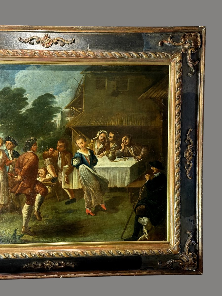 Painting / Italian School Of The 18th Century / Oil On Canvas "the Village Festival"-photo-6
