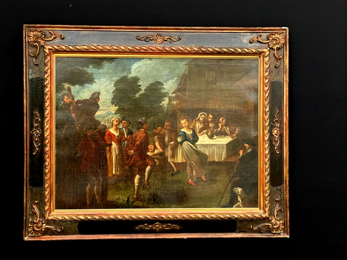Painting / Italian School Of The 18th Century / Oil On Canvas "the Village Festival"