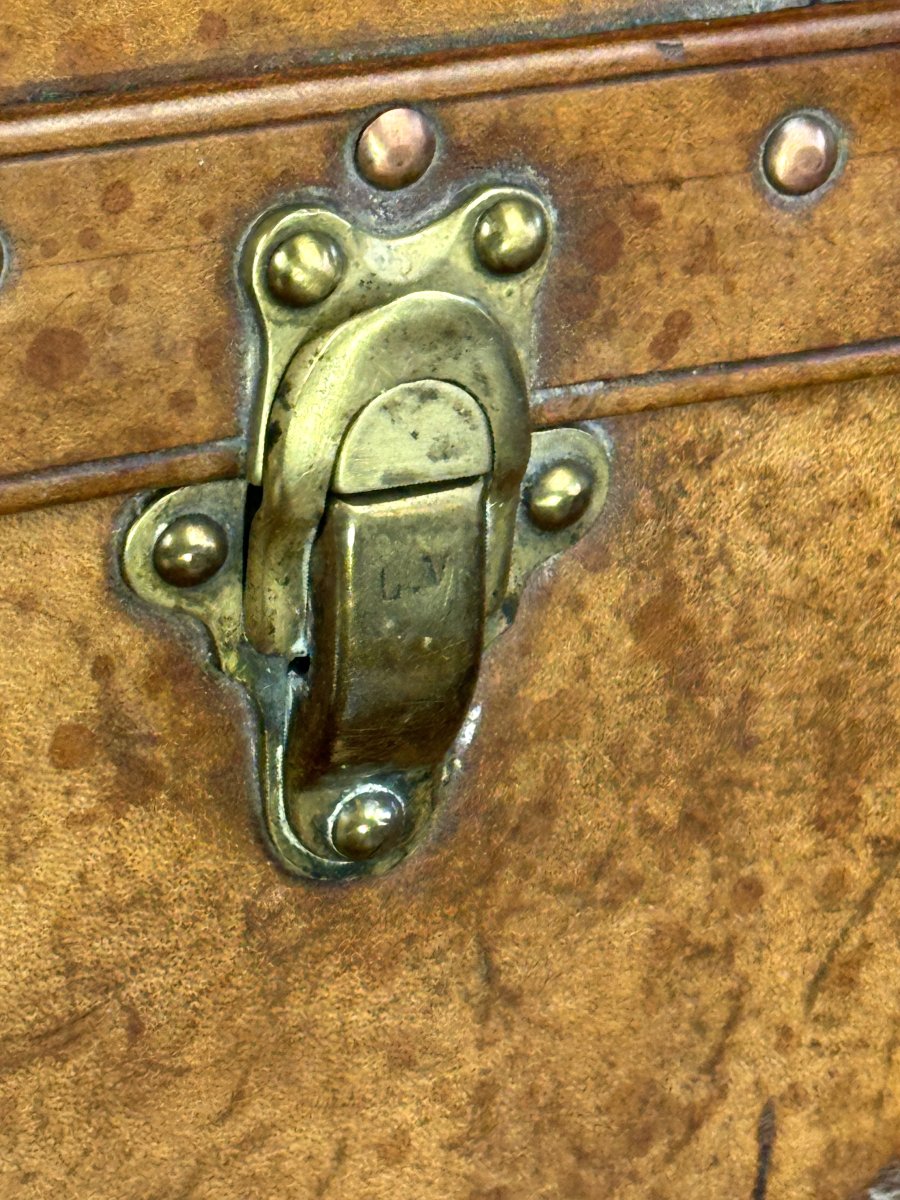 VALISE ALZER 1923 ANCIENNE MONOGRAMMÉE DE LOUIS VUITTON EN CUIR DE VACHETTE GOLD-photo-3