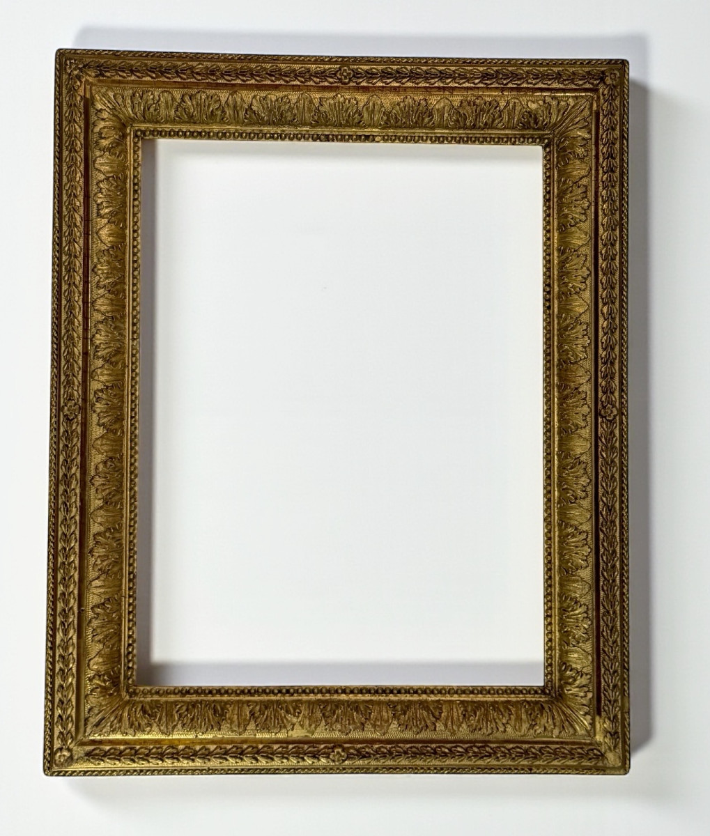 CADRE du XIXe EN BOIS ET STUC DORÉ POUR PEINTURE 40 cm x 30 cm-photo-2