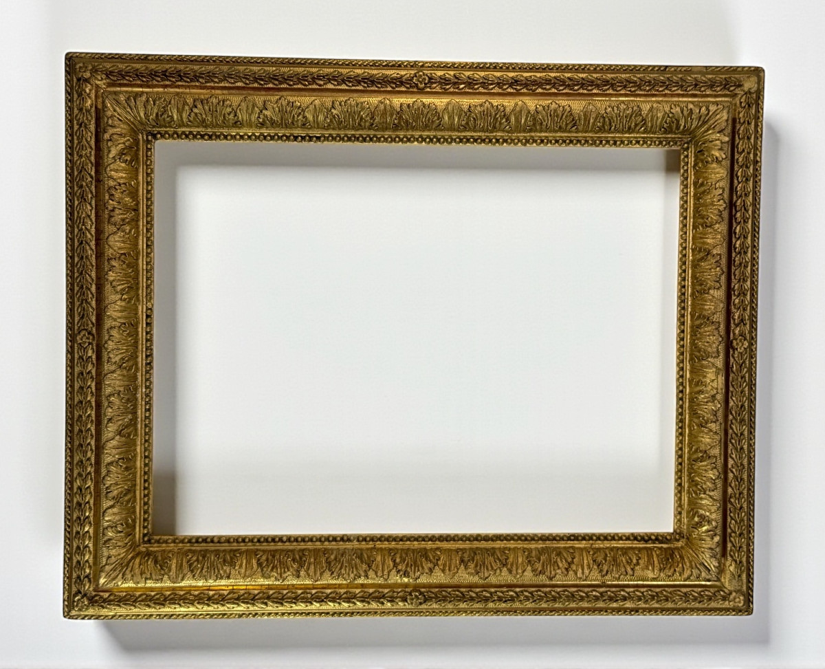 CADRE du XIXe EN BOIS ET STUC DORÉ POUR PEINTURE 40 cm x 30 cm-photo-3