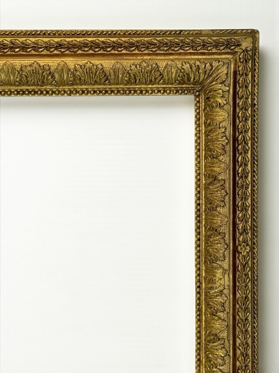 CADRE du XIXe EN BOIS ET STUC DORÉ POUR PEINTURE 40 cm x 30 cm-photo-2