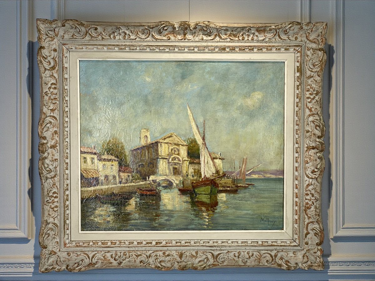 HENRY MALFROY 1895-1944 /HUILE SUR TOILE SIGNÉE "LE PORT DE MARTIGUES " ENCADRÉE-photo-4